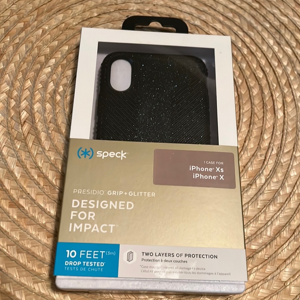 Speck Clear Glitter Black Phone case Cover iPhone Xs/X